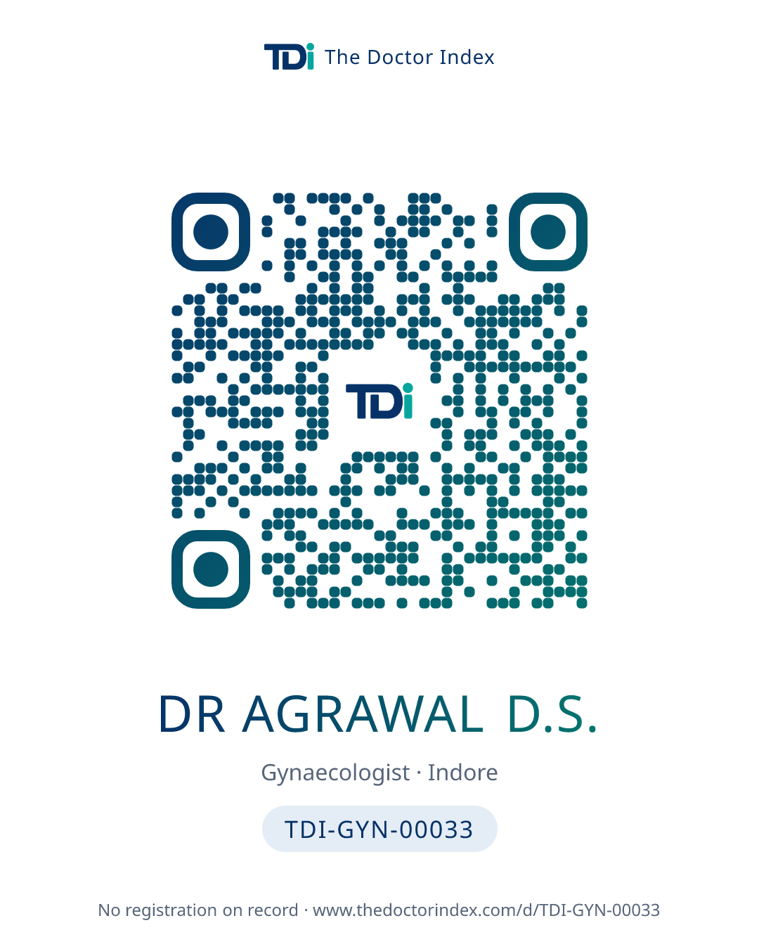 QR card for Dr Agrawal D.S., TDI-GYN-00033