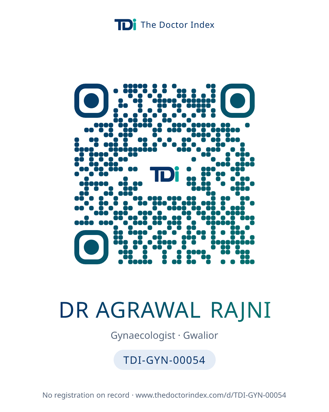 QR card for Dr Agrawal Rajni, TDI-GYN-00054
