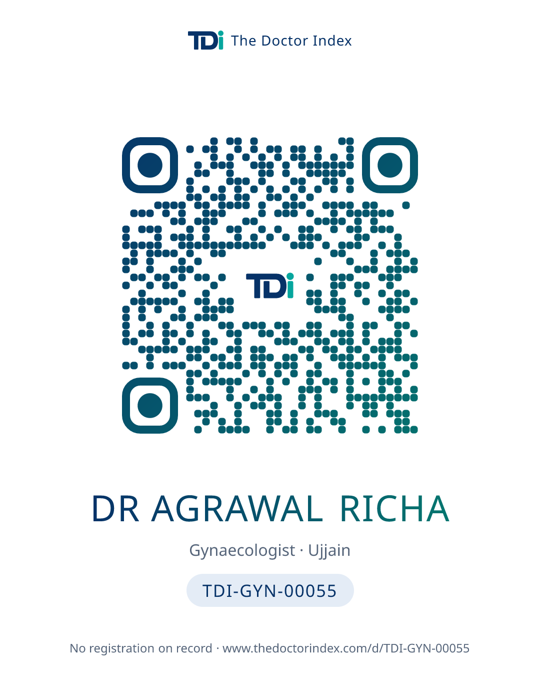 QR card for Dr Agrawal Richa, TDI-GYN-00055