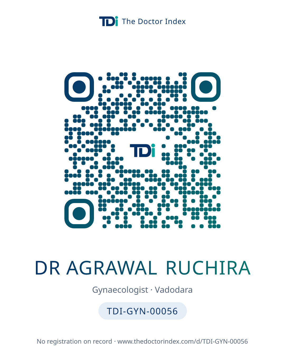 QR card for Dr Agrawal Ruchira, TDI-GYN-00056