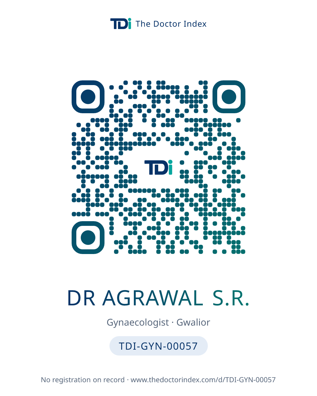 QR card for Dr Agrawal S.R., TDI-GYN-00057