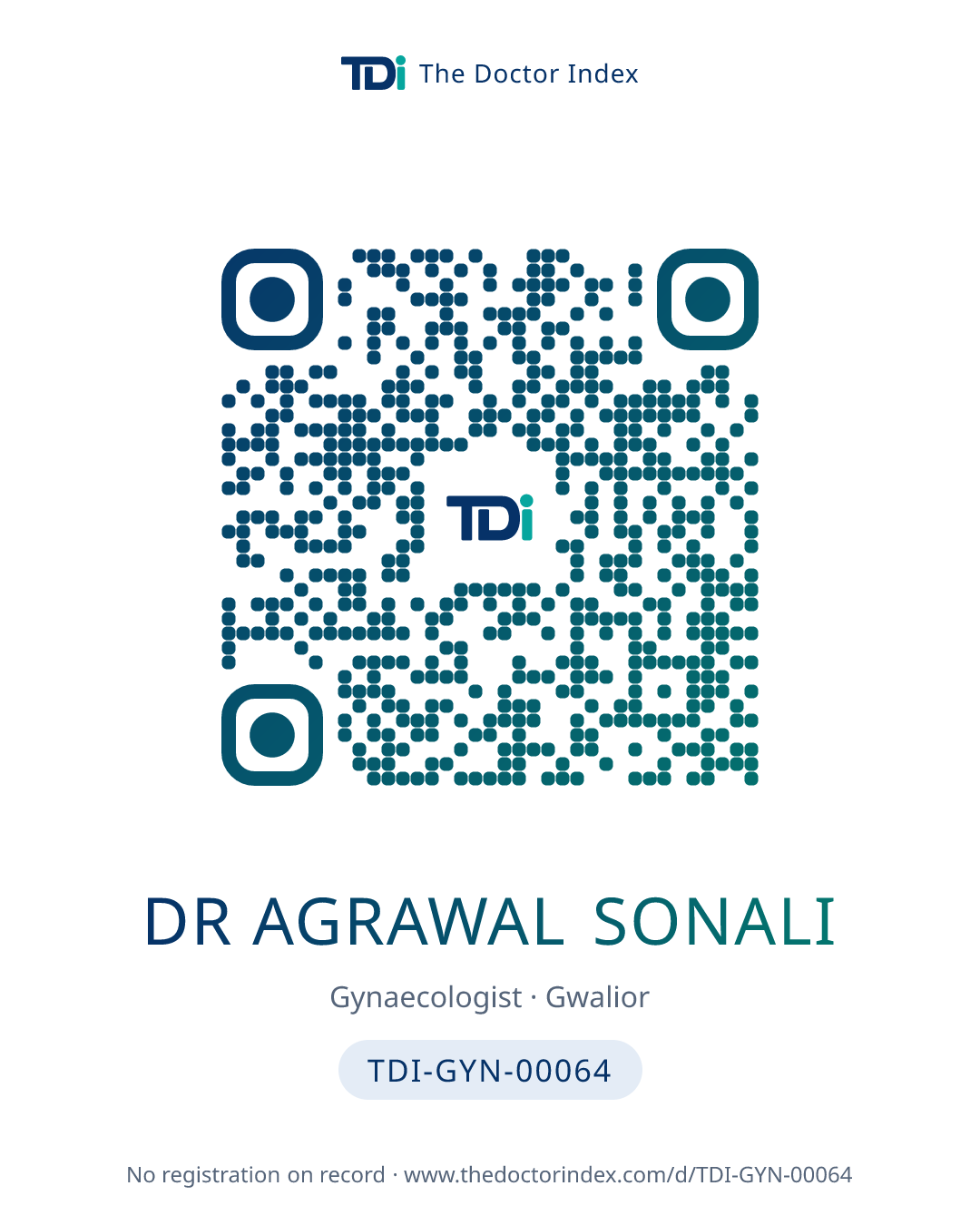 QR card for Dr Agrawal Sonali, TDI-GYN-00064