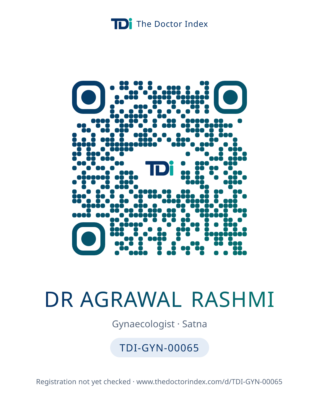 QR card for Dr Agrawal Rashmi, TDI-GYN-00065