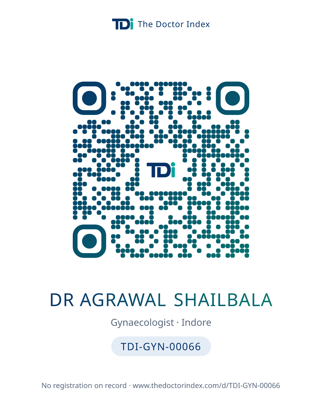 QR card for Dr Agrawal Shailbala, TDI-GYN-00066
