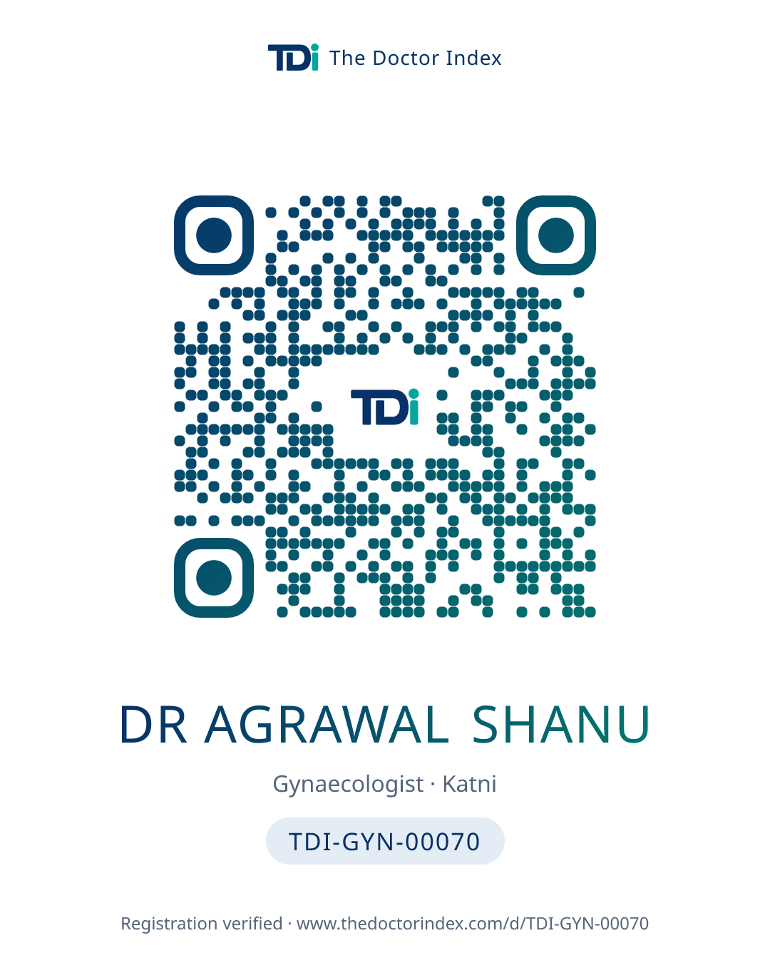 QR card for Dr Agrawal Shanu, TDI-GYN-00070