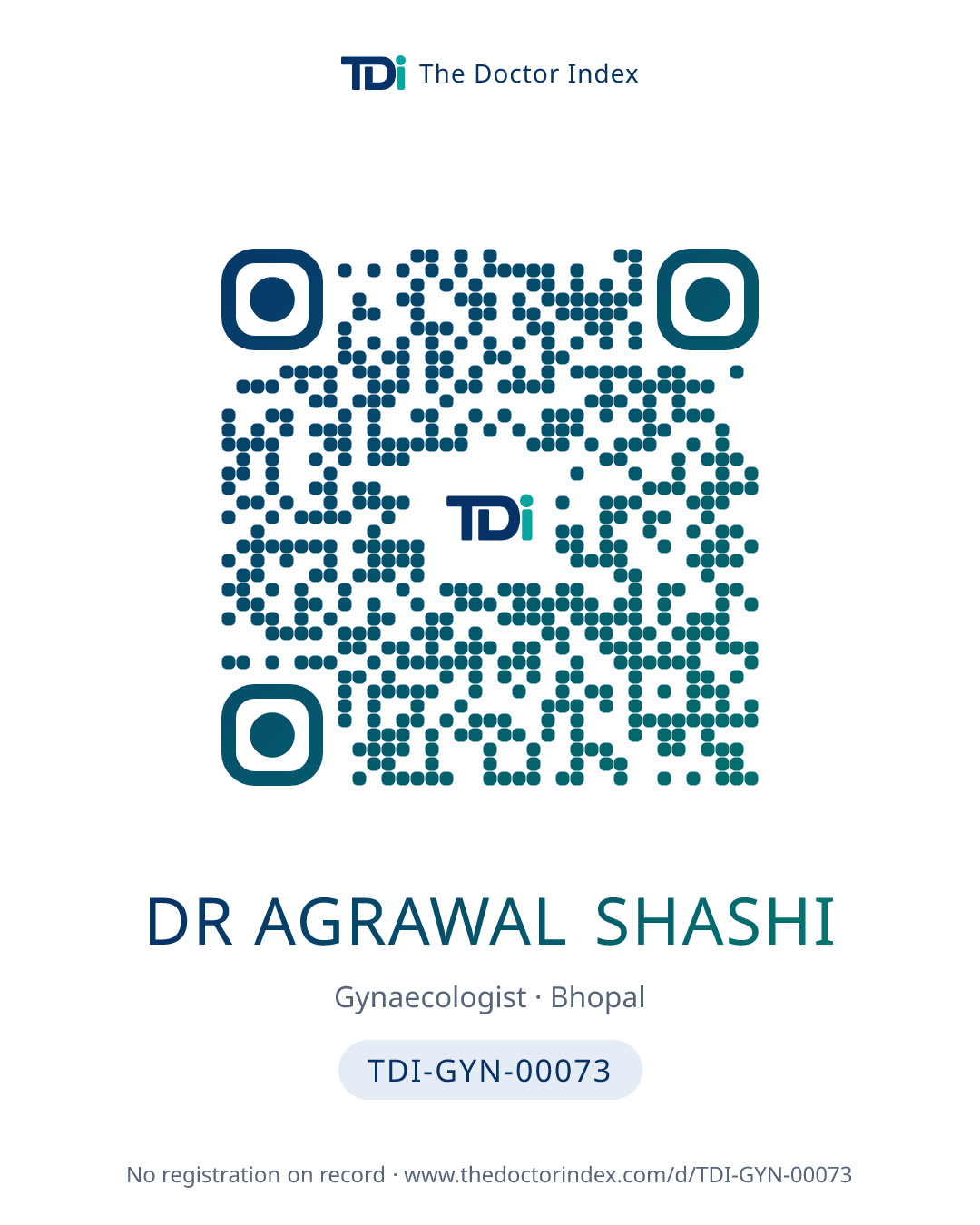 QR card for Dr Agrawal Shashi, TDI-GYN-00073