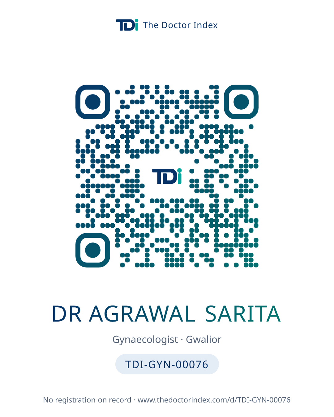 QR card for Dr Agrawal Sarita, TDI-GYN-00076