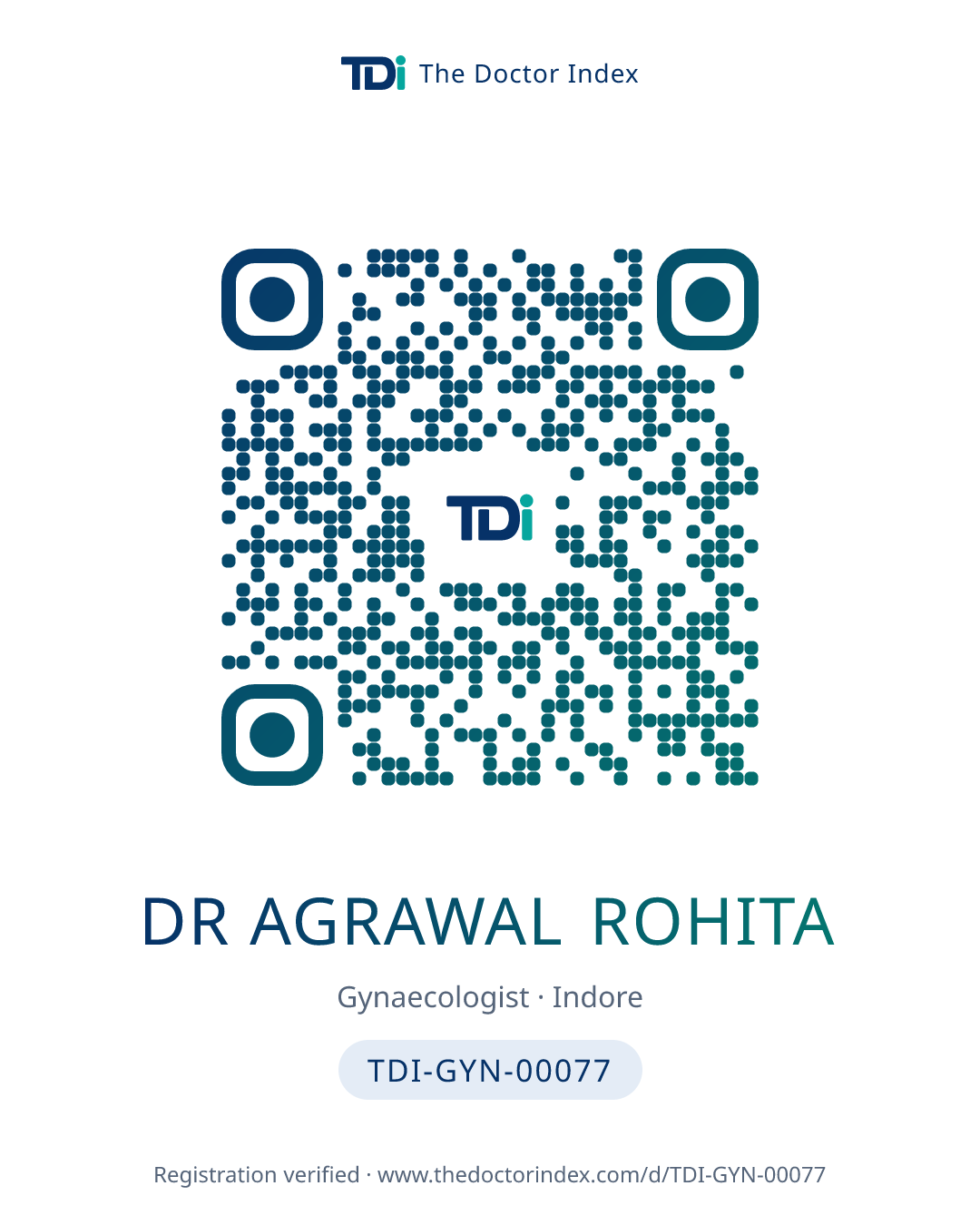 QR card for Dr Agrawal Rohita, TDI-GYN-00077