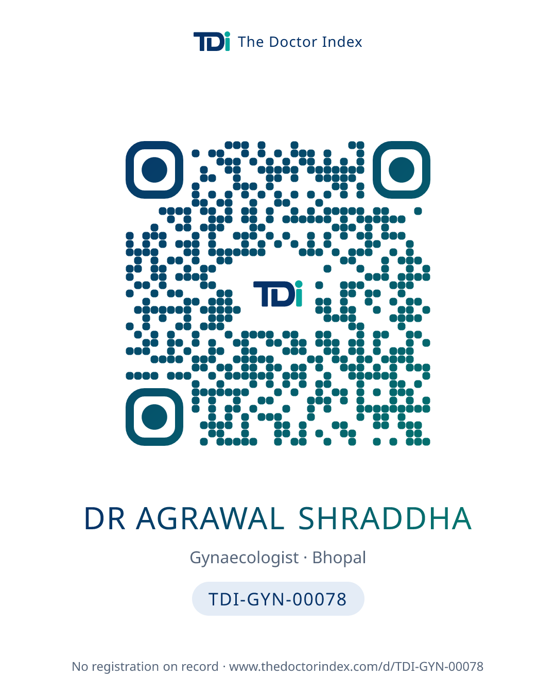 QR card for Dr Agrawal Shraddha, TDI-GYN-00078