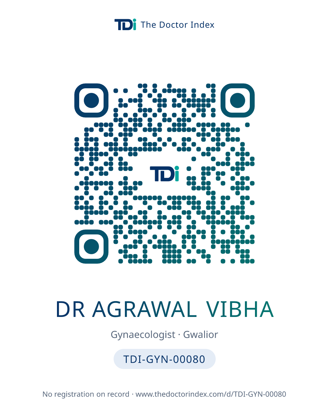 QR card for Dr Agrawal Vibha, TDI-GYN-00080
