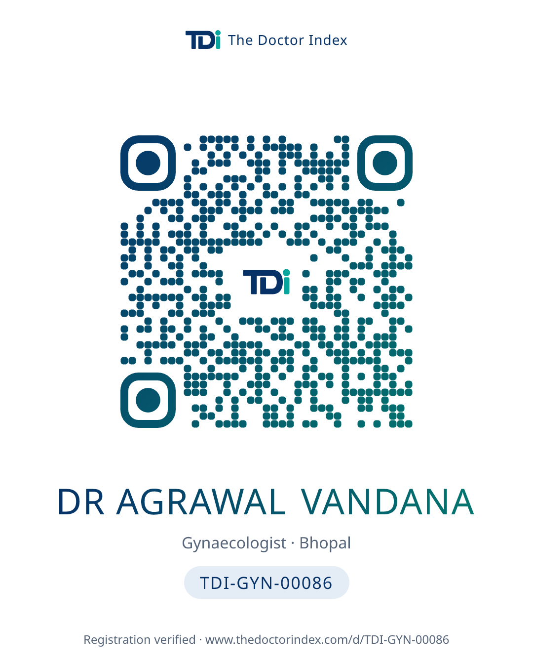 QR card for Dr Agrawal Vandana, TDI-GYN-00086
