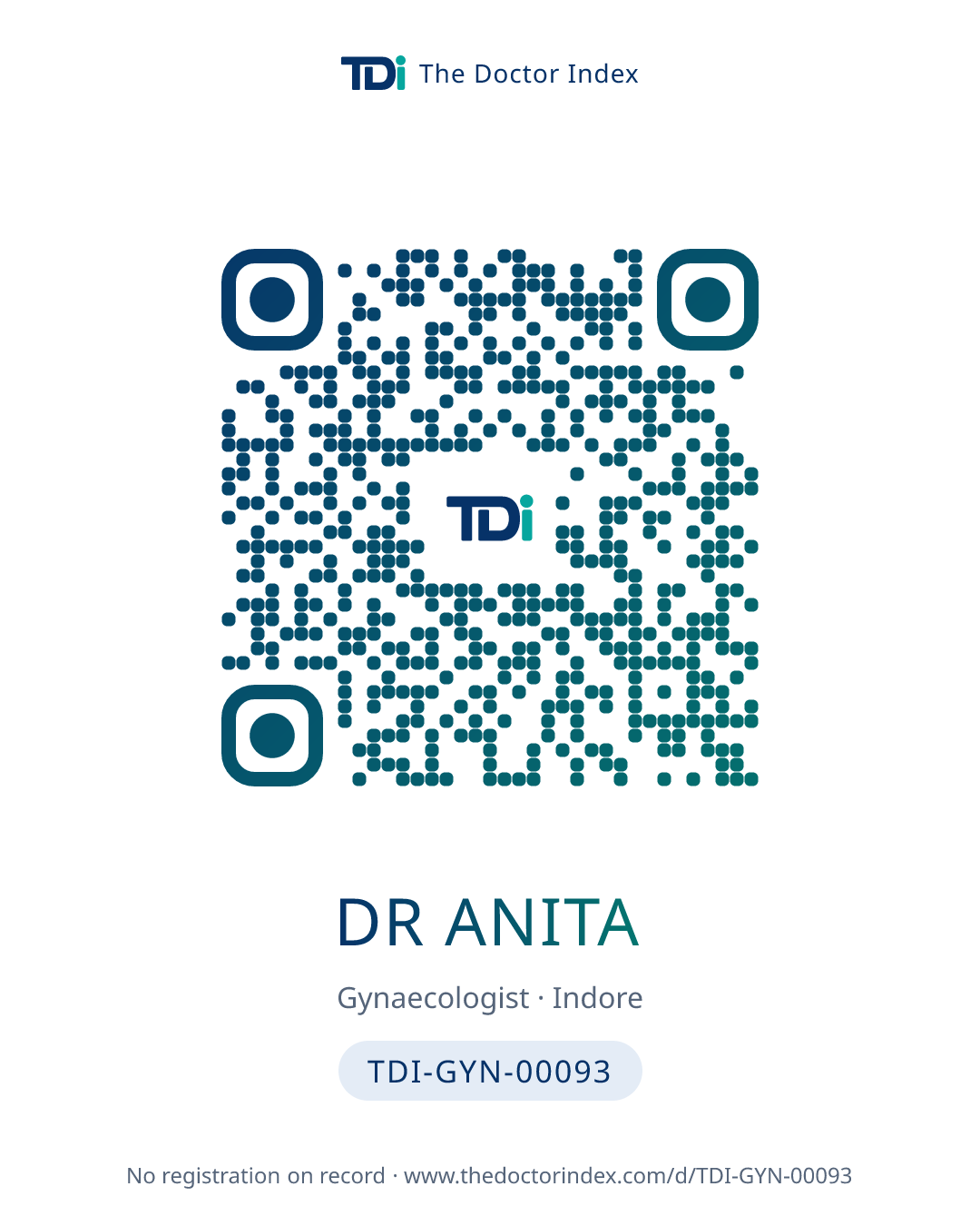 QR card for Dr Anita, TDI-GYN-00093