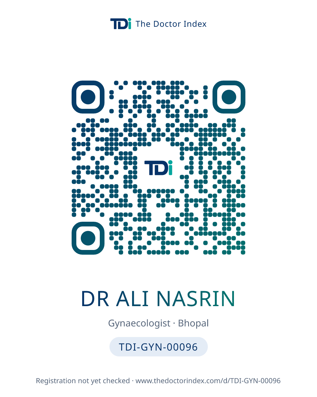 QR card for Dr Ali Nasrin, TDI-GYN-00096