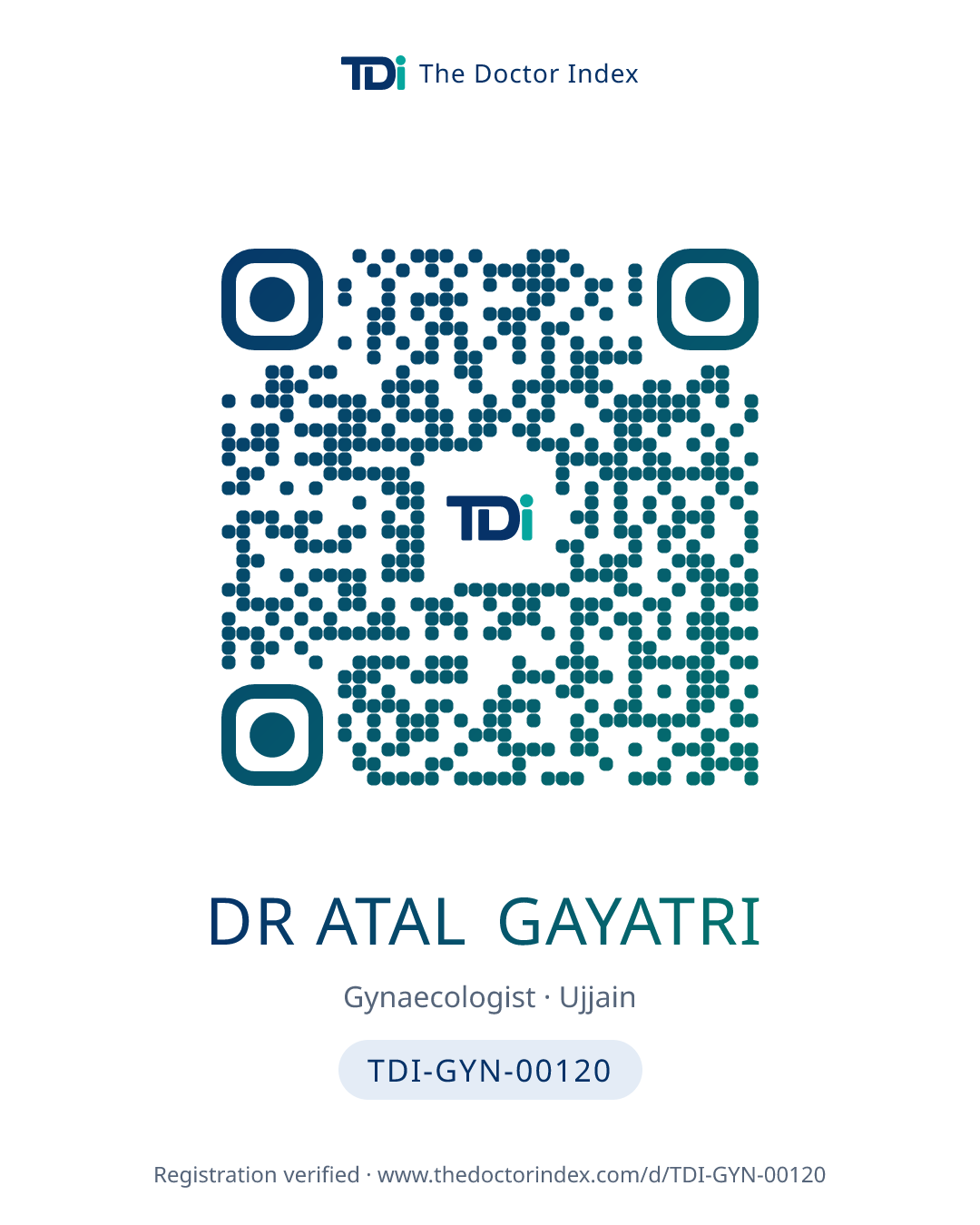 QR card for Dr Atal Gayatri, TDI-GYN-00120