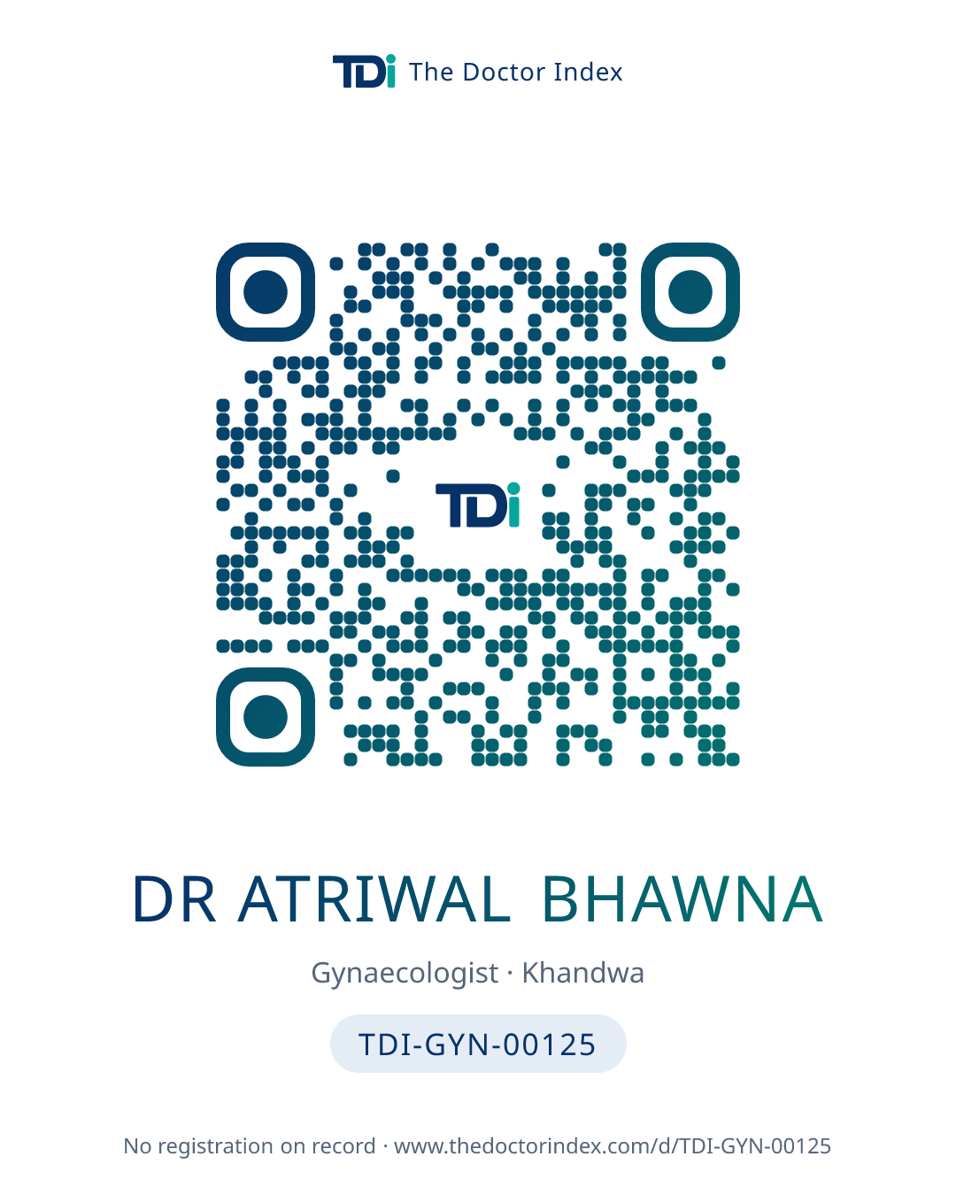 QR card for Dr Atriwal Bhawna, TDI-GYN-00125