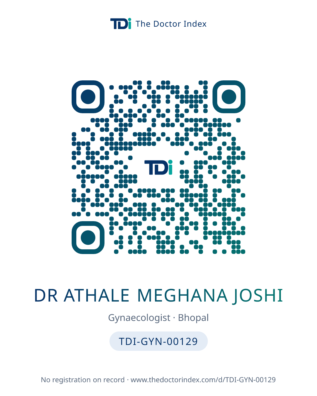 QR card for Dr Athale Meghana Joshi, TDI-GYN-00129