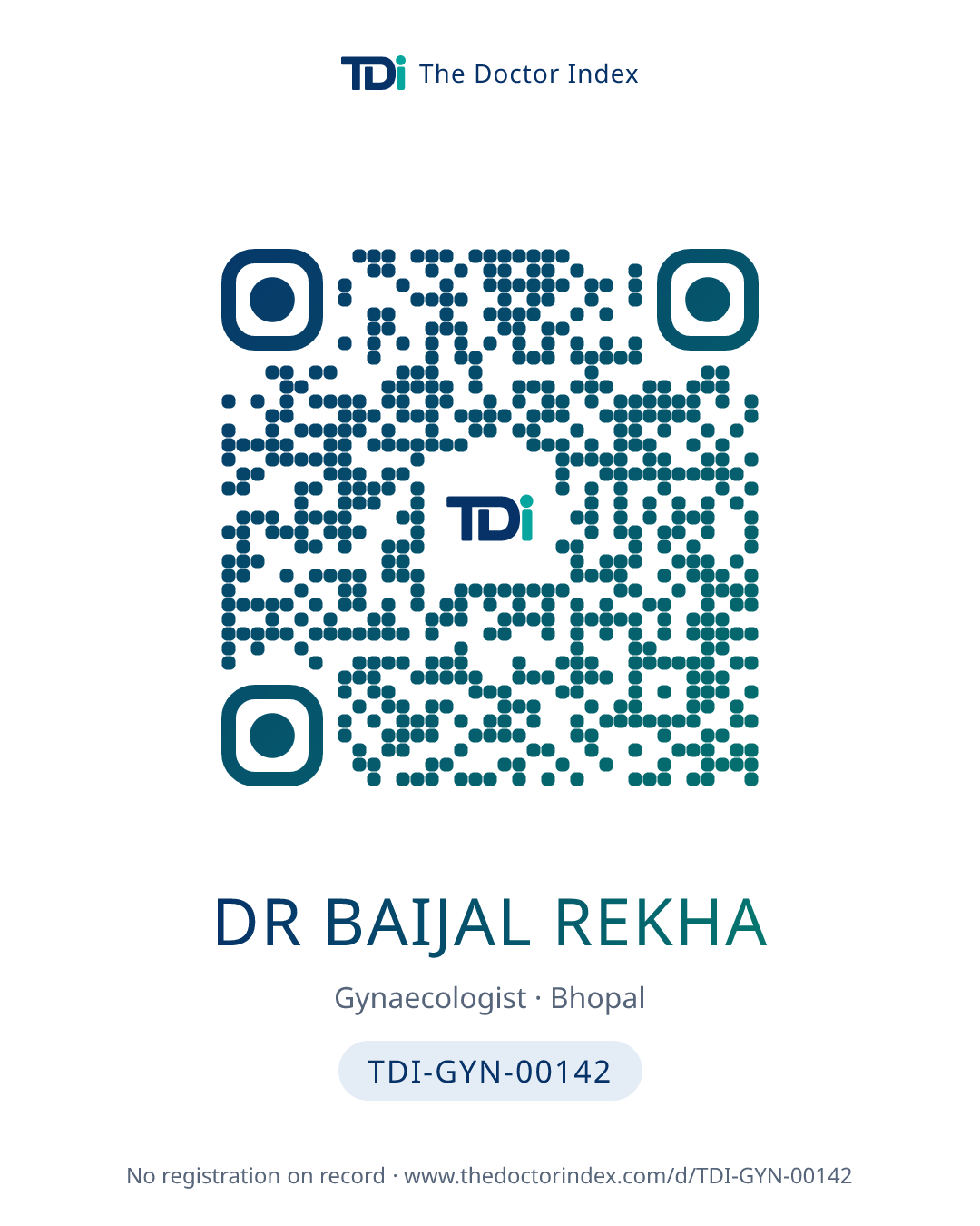 QR card for Dr Baijal Rekha, TDI-GYN-00142