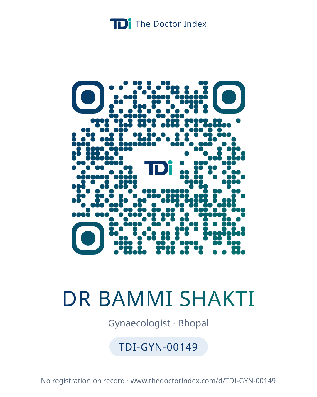 QR card for Dr Bammi Shakti, TDI-GYN-00149