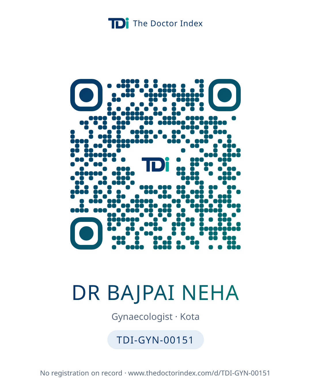 QR card for Dr Bajpai Neha, TDI-GYN-00151