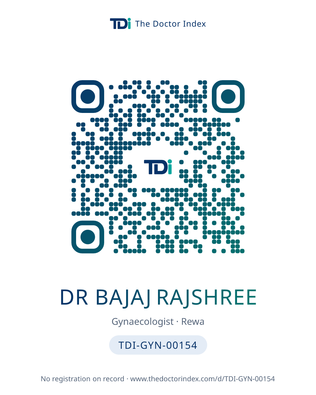 QR card for Dr Bajaj Rajshree, TDI-GYN-00154