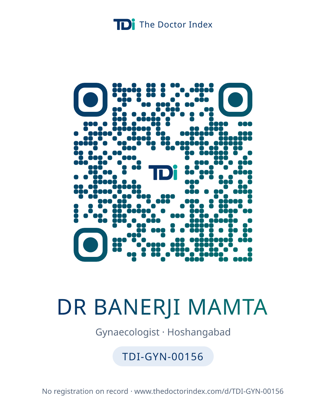 QR card for Dr Banerji Mamta, TDI-GYN-00156