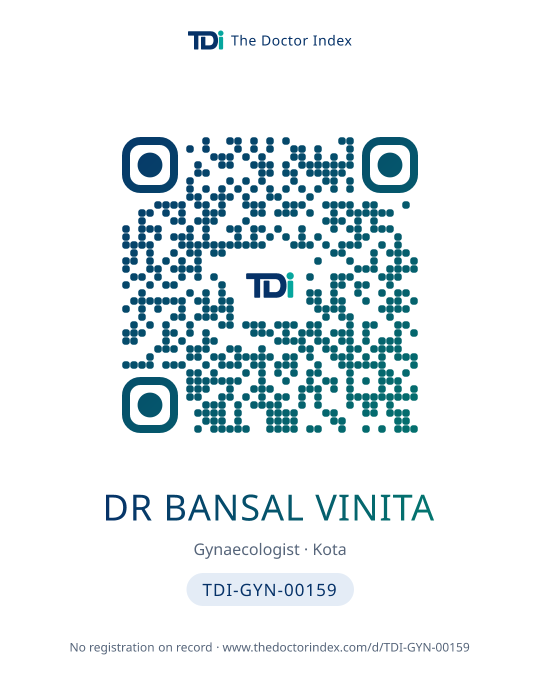 QR card for Dr Bansal Vinita, TDI-GYN-00159