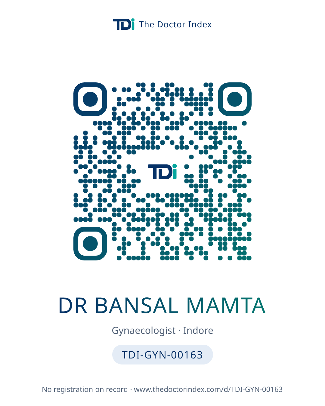 QR card for Dr Bansal Mamta, TDI-GYN-00163