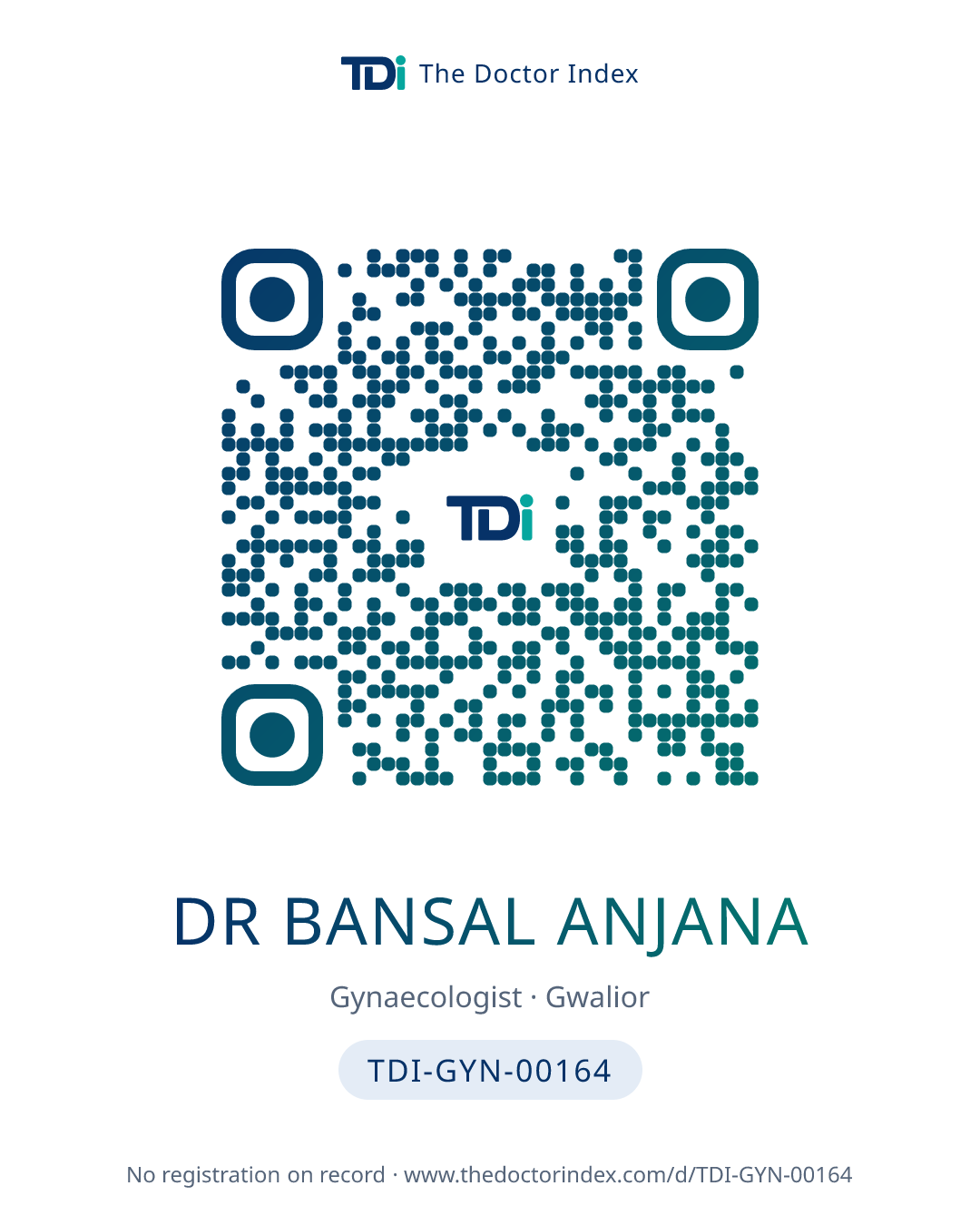 QR card for Dr Bansal Anjana, TDI-GYN-00164