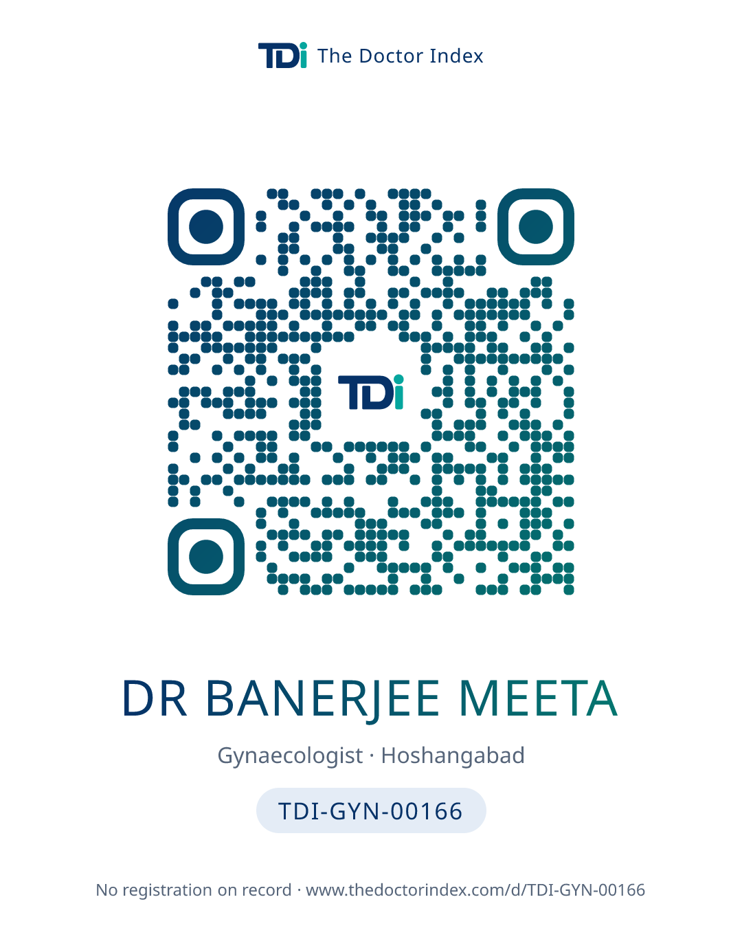 QR card for Dr Banerjee Meeta, TDI-GYN-00166
