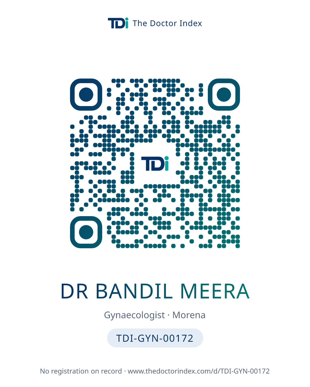 QR card for Dr Bandil Meera, TDI-GYN-00172
