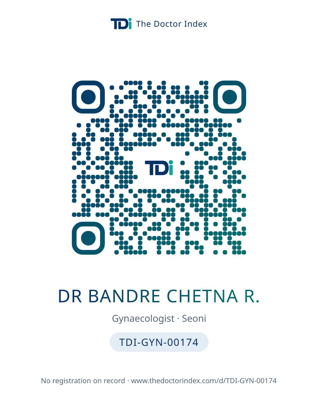 QR card for Dr Bandre Chetna R., TDI-GYN-00174