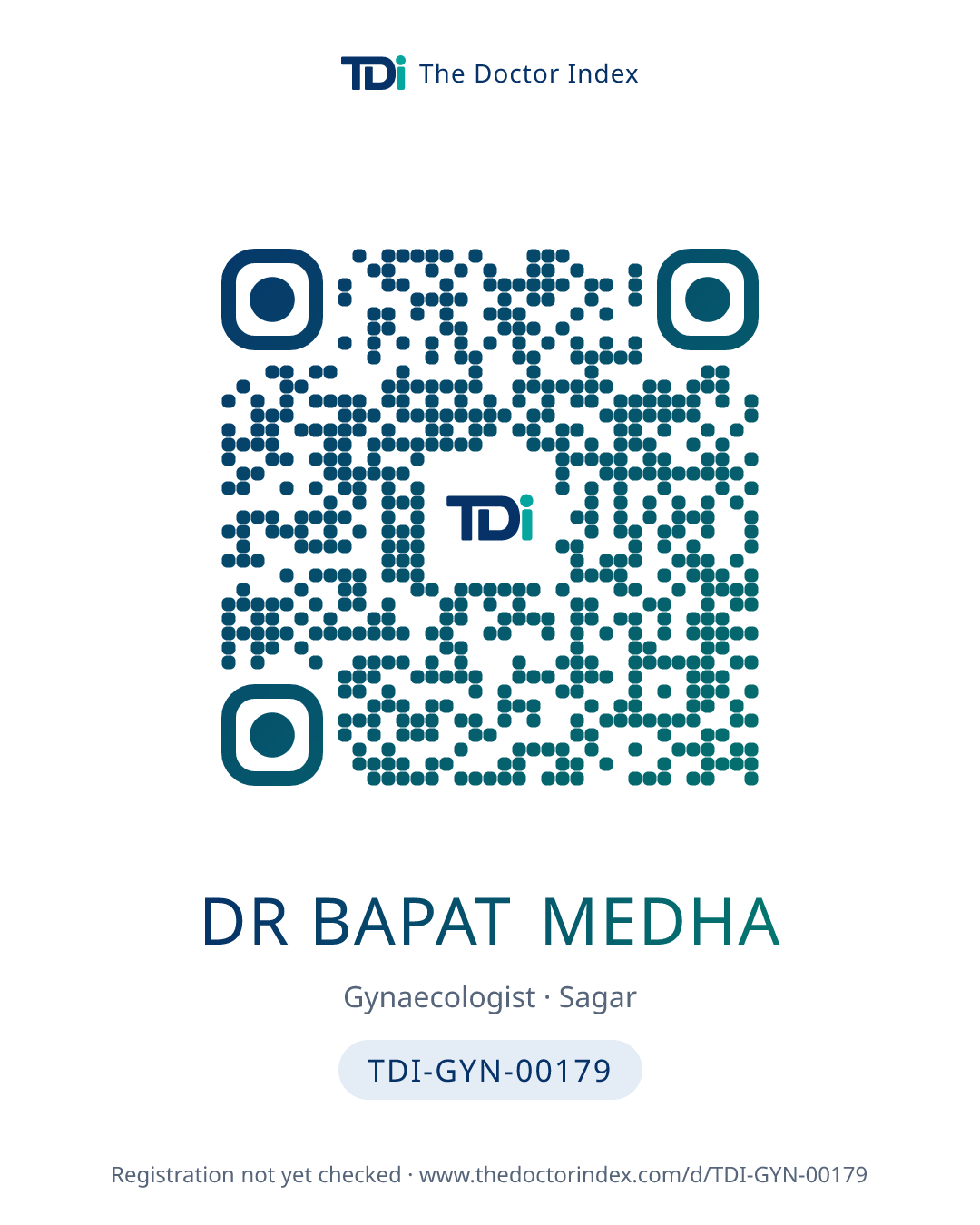 QR card for Dr Bapat Medha, TDI-GYN-00179