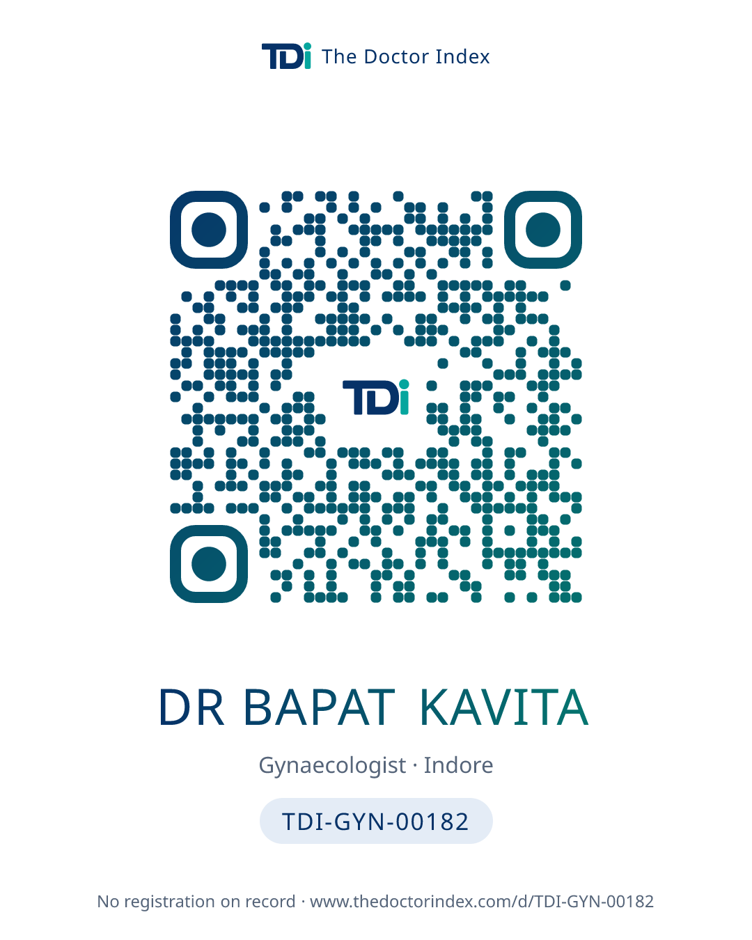 QR card for Dr Bapat Kavita, TDI-GYN-00182