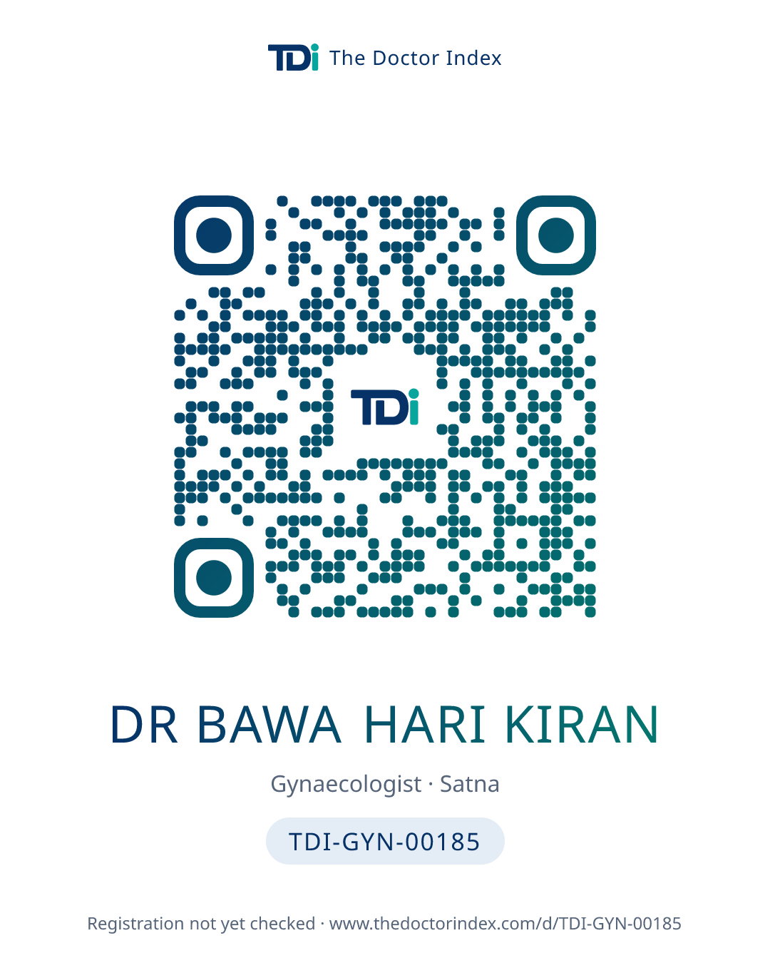 QR card for Dr Bawa Hari Kiran, TDI-GYN-00185