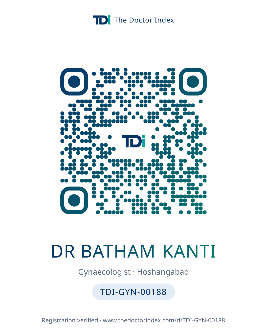 QR card for Dr Batham Kanti, TDI-GYN-00188