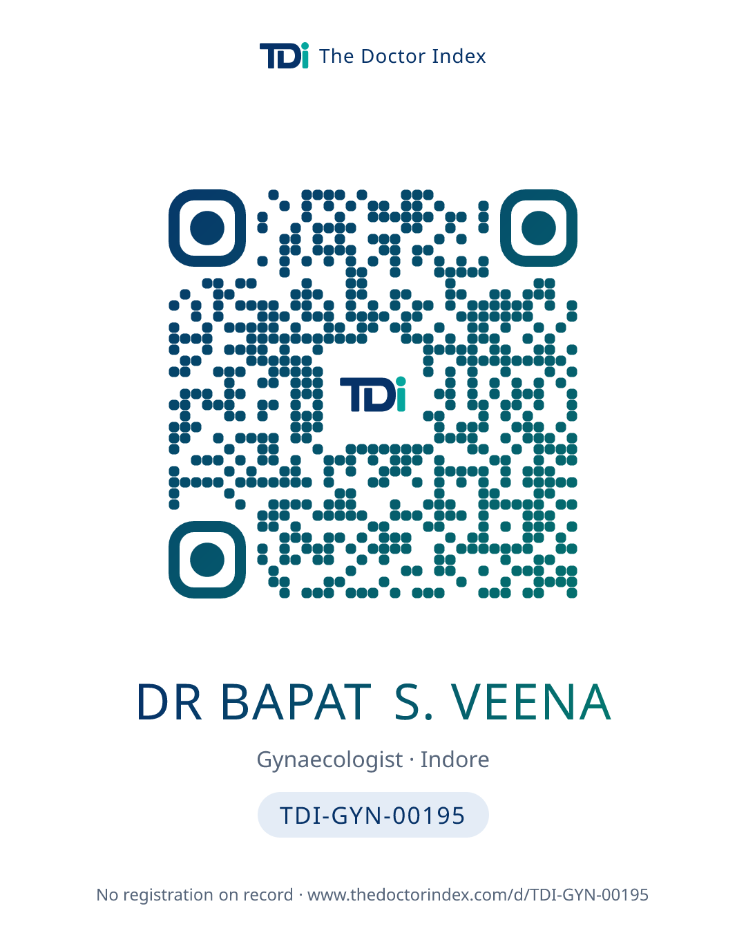 QR card for Dr Bapat S. Veena, TDI-GYN-00195