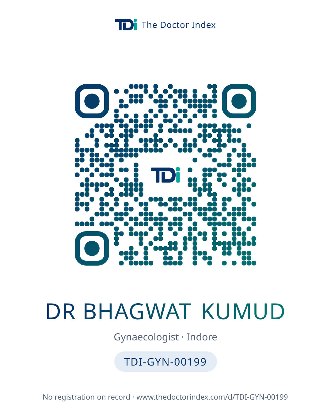 QR card for Dr Bhagwat Kumud, TDI-GYN-00199