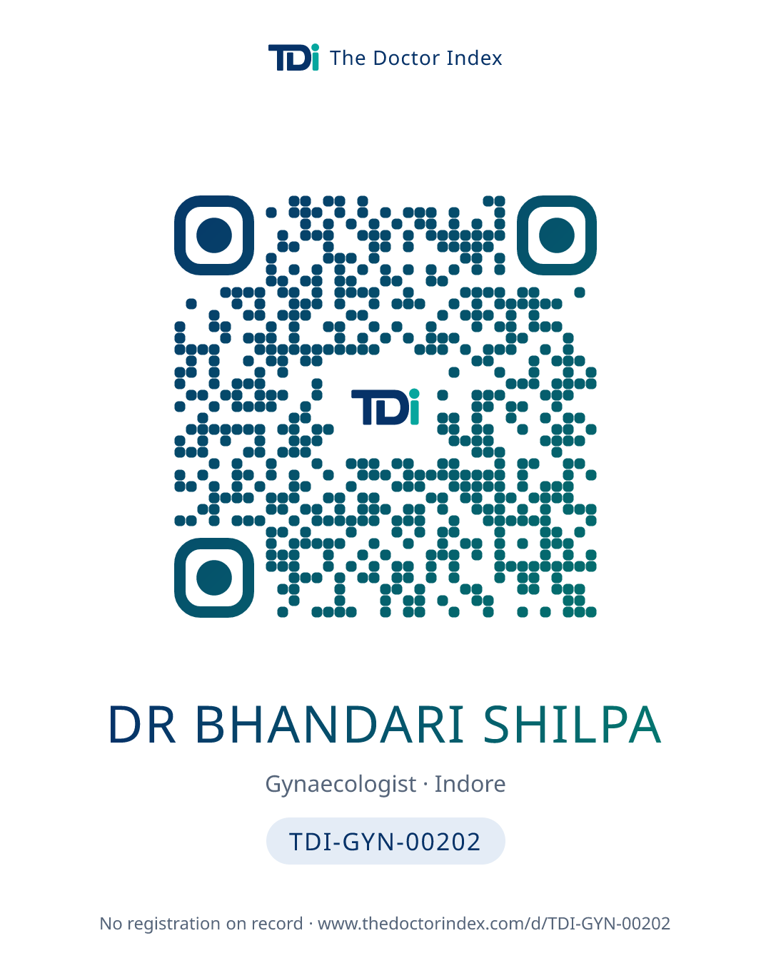 QR card for Dr Bhandari Shilpa, TDI-GYN-00202