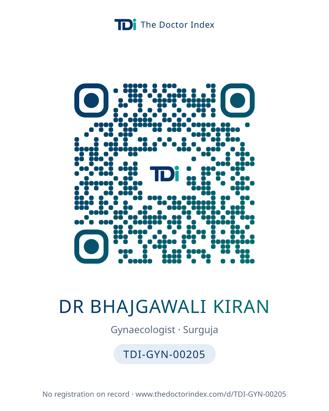 QR card for Dr Bhajgawali Kiran, TDI-GYN-00205