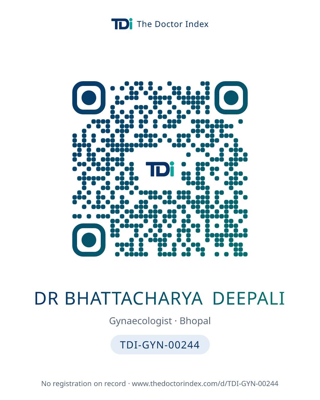 QR card for Dr Bhattacharya Deepali, TDI-GYN-00244