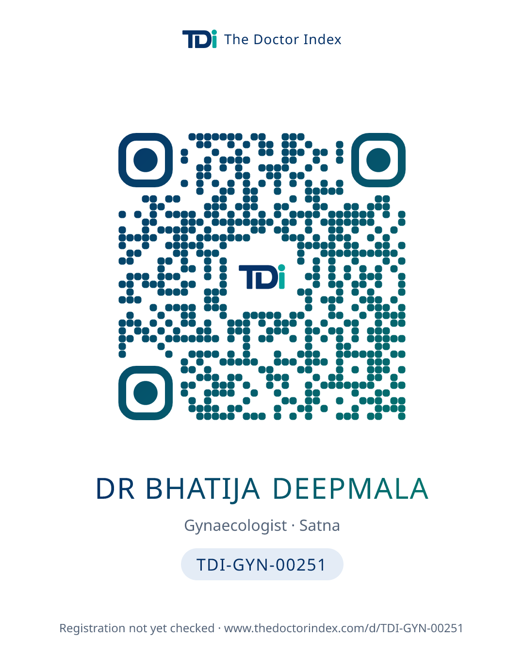 QR card for Dr Bhatija Deepmala, TDI-GYN-00251