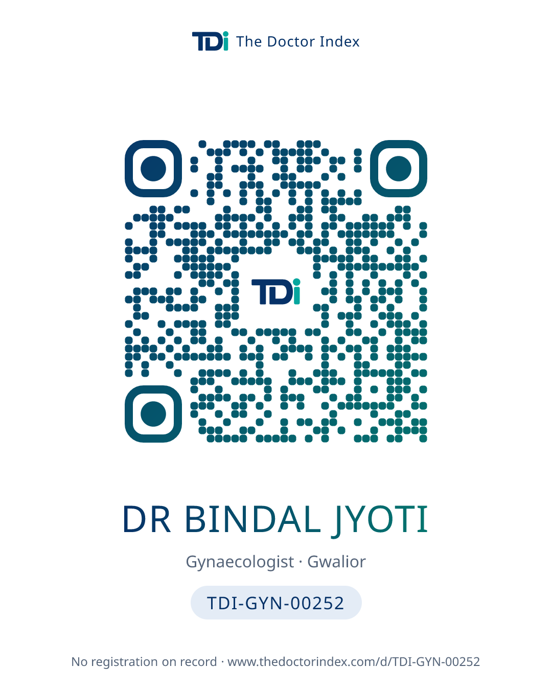 QR card for Dr Bindal Jyoti, TDI-GYN-00252
