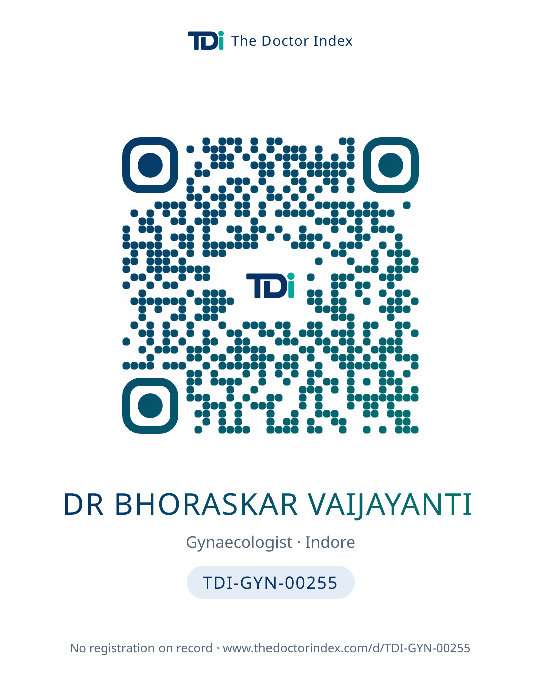 QR card for Dr Bhoraskar Vaijayanti, TDI-GYN-00255