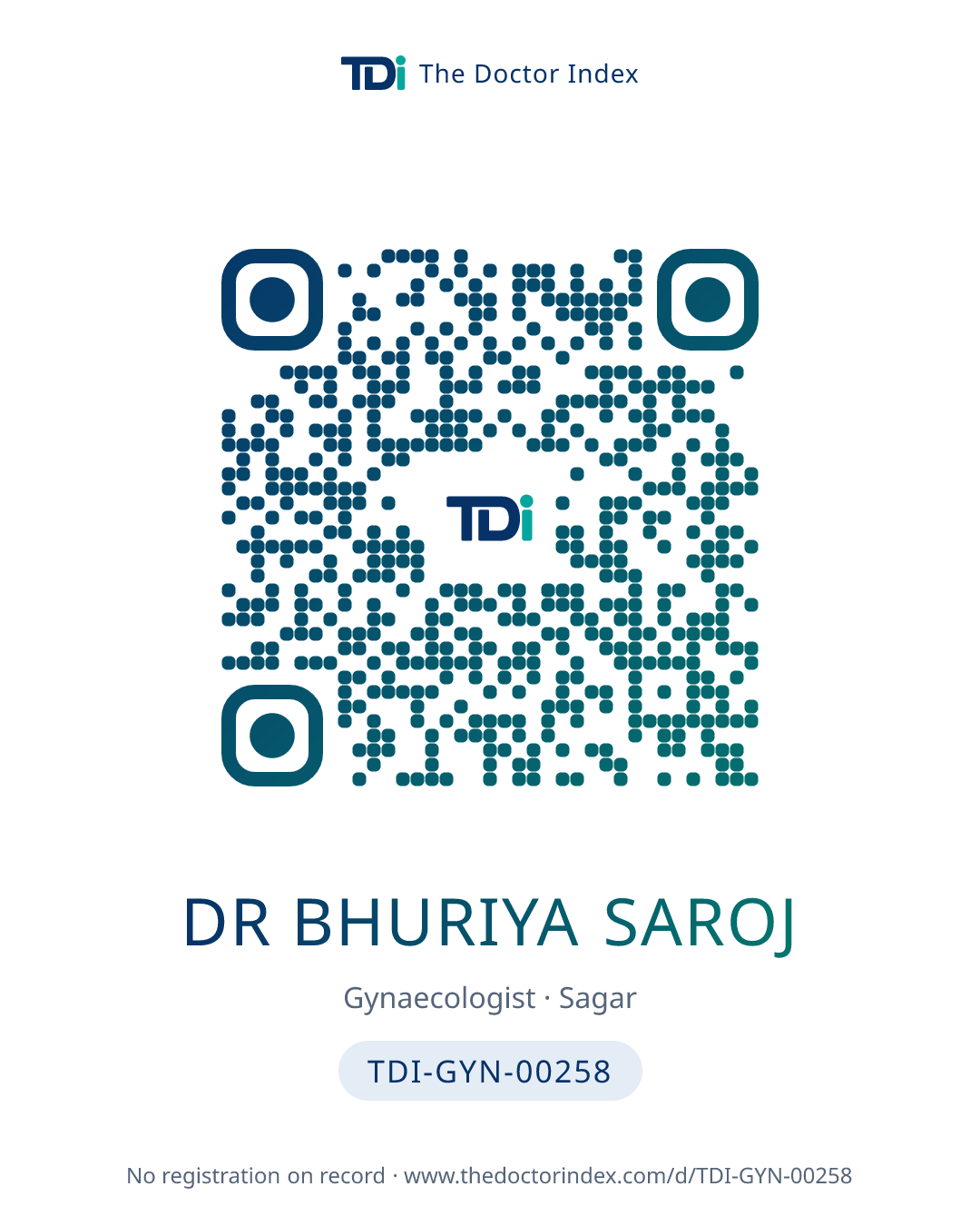 QR card for Dr Bhuriya Saroj, TDI-GYN-00258