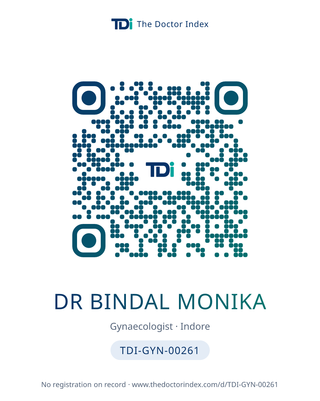 QR card for Dr Bindal Monika, TDI-GYN-00261