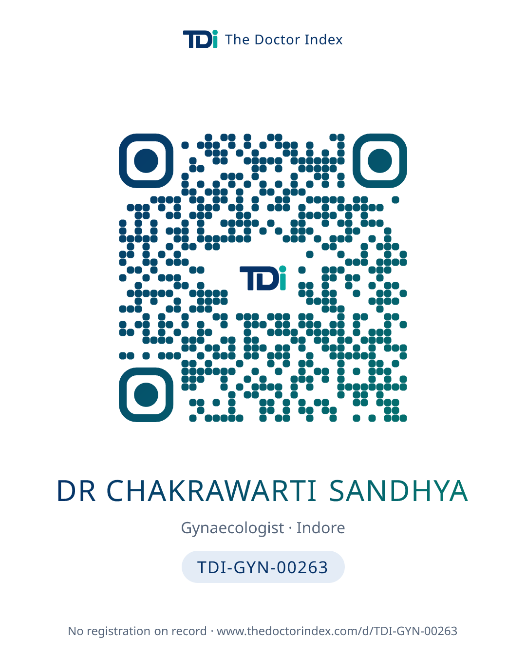 QR card for Dr Chakrawarti Sandhya, TDI-GYN-00263