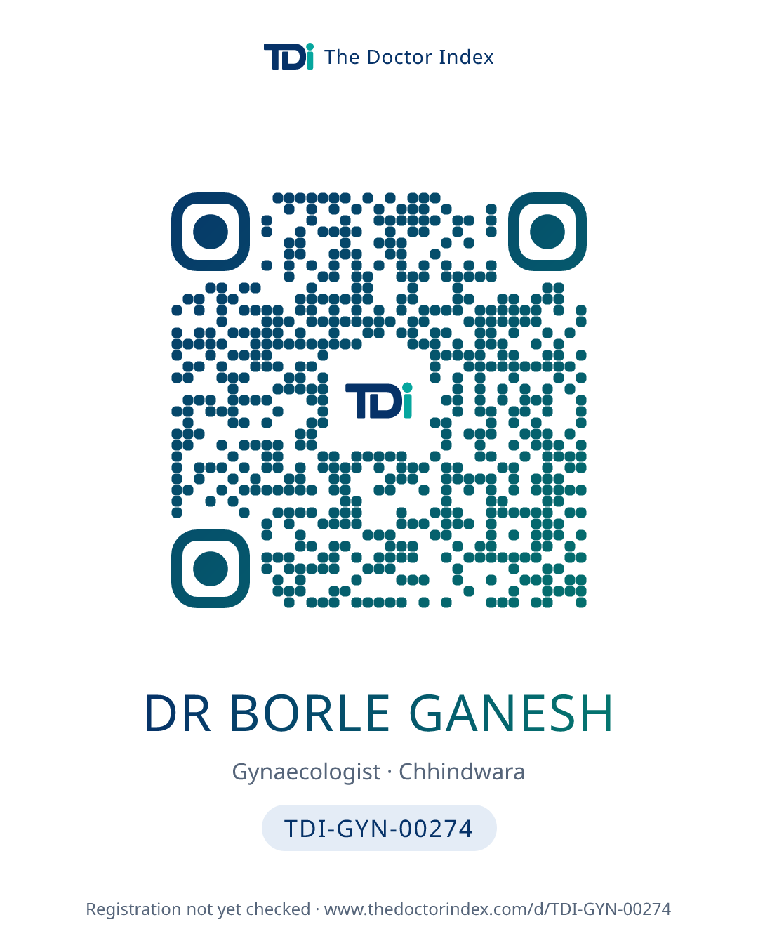 QR card for Dr Borle Ganesh, TDI-GYN-00274