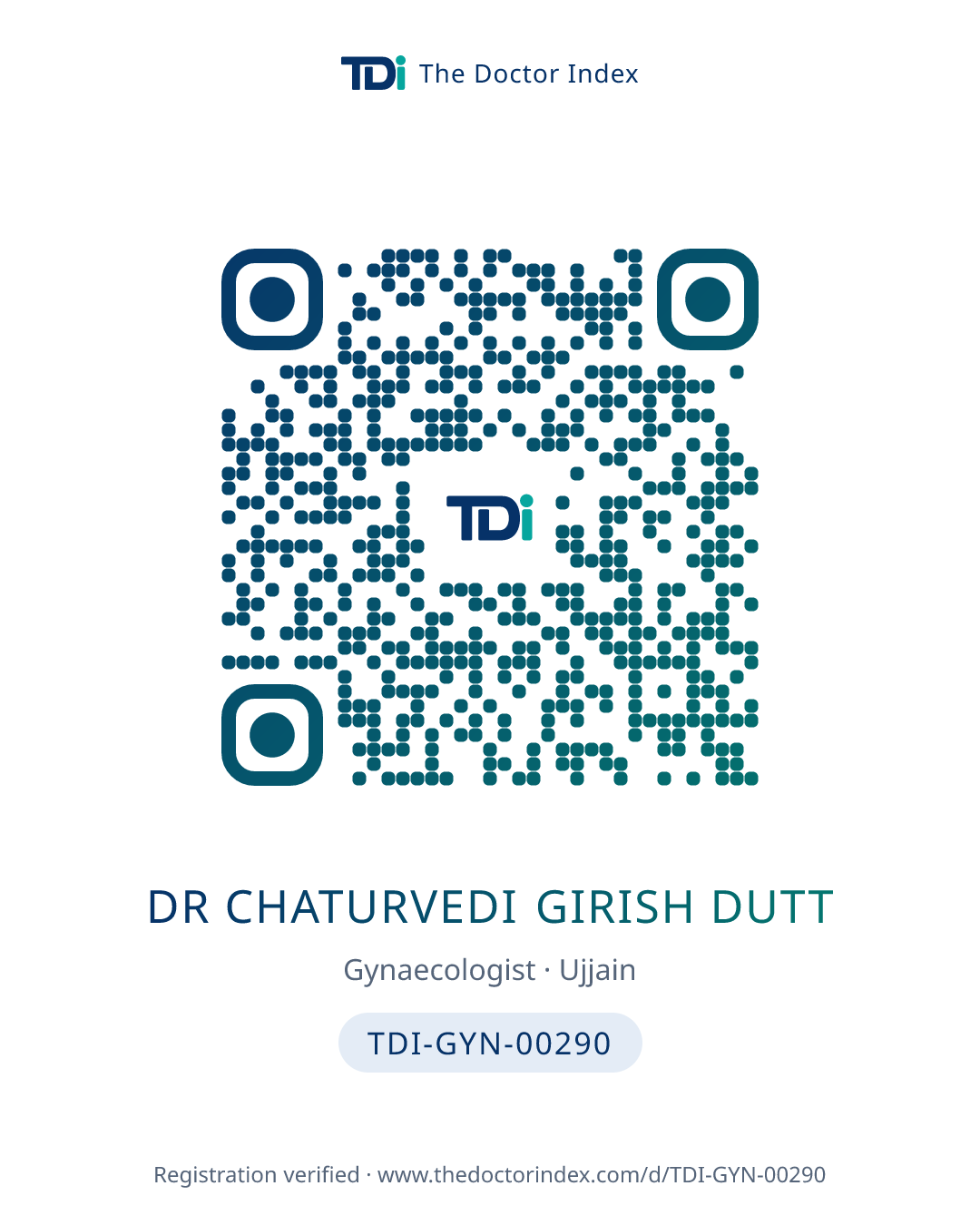 QR card for Dr Chaturvedi Girish Dutt, TDI-GYN-00290