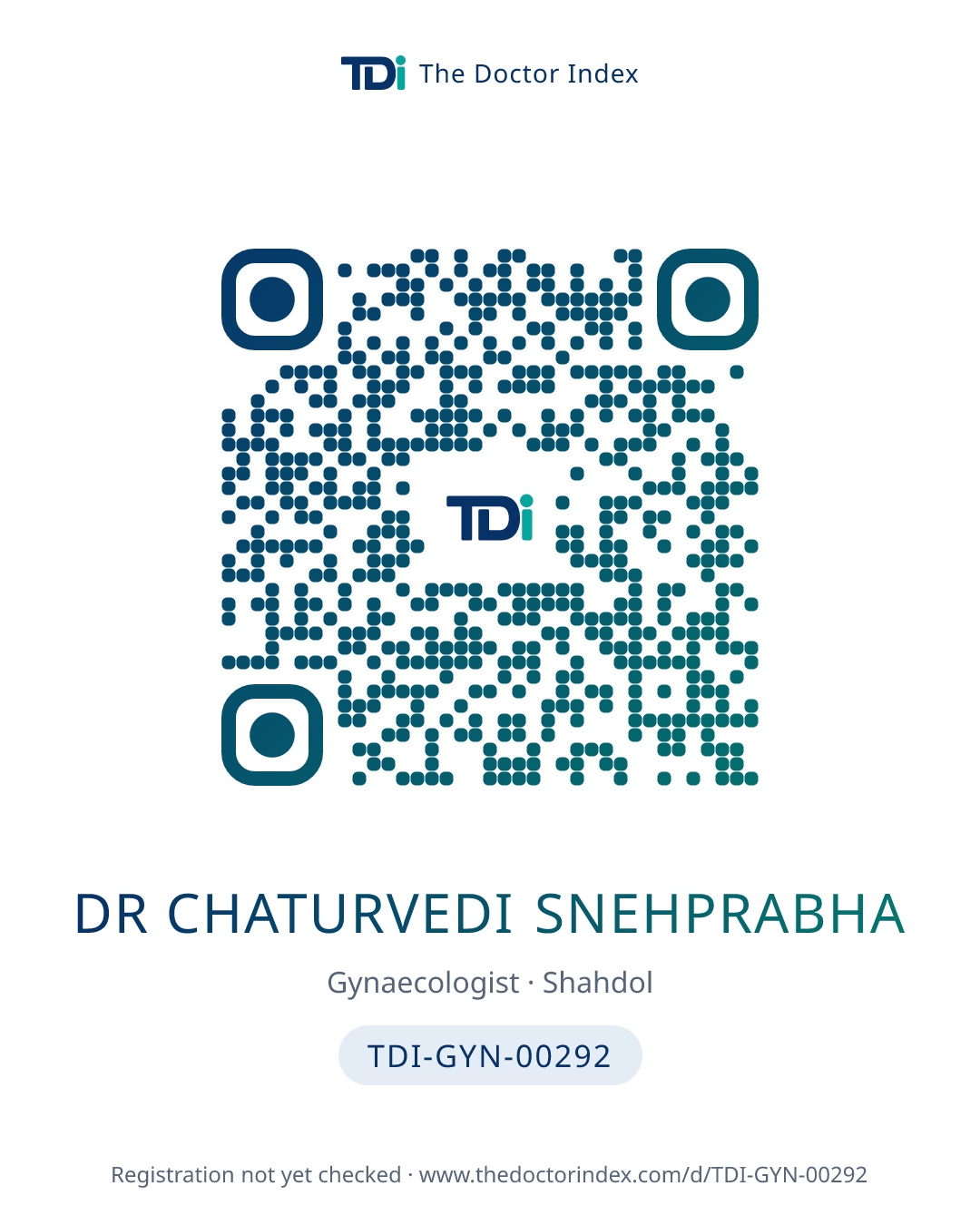 QR card for Dr Chaturvedi Snehprabha, TDI-GYN-00292