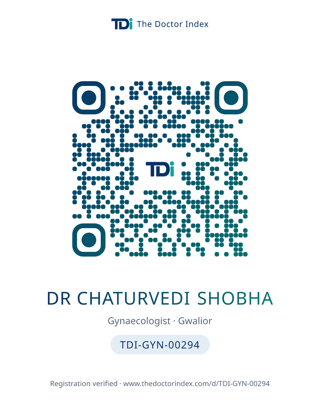 QR card for Dr Chaturvedi Shobha, TDI-GYN-00294